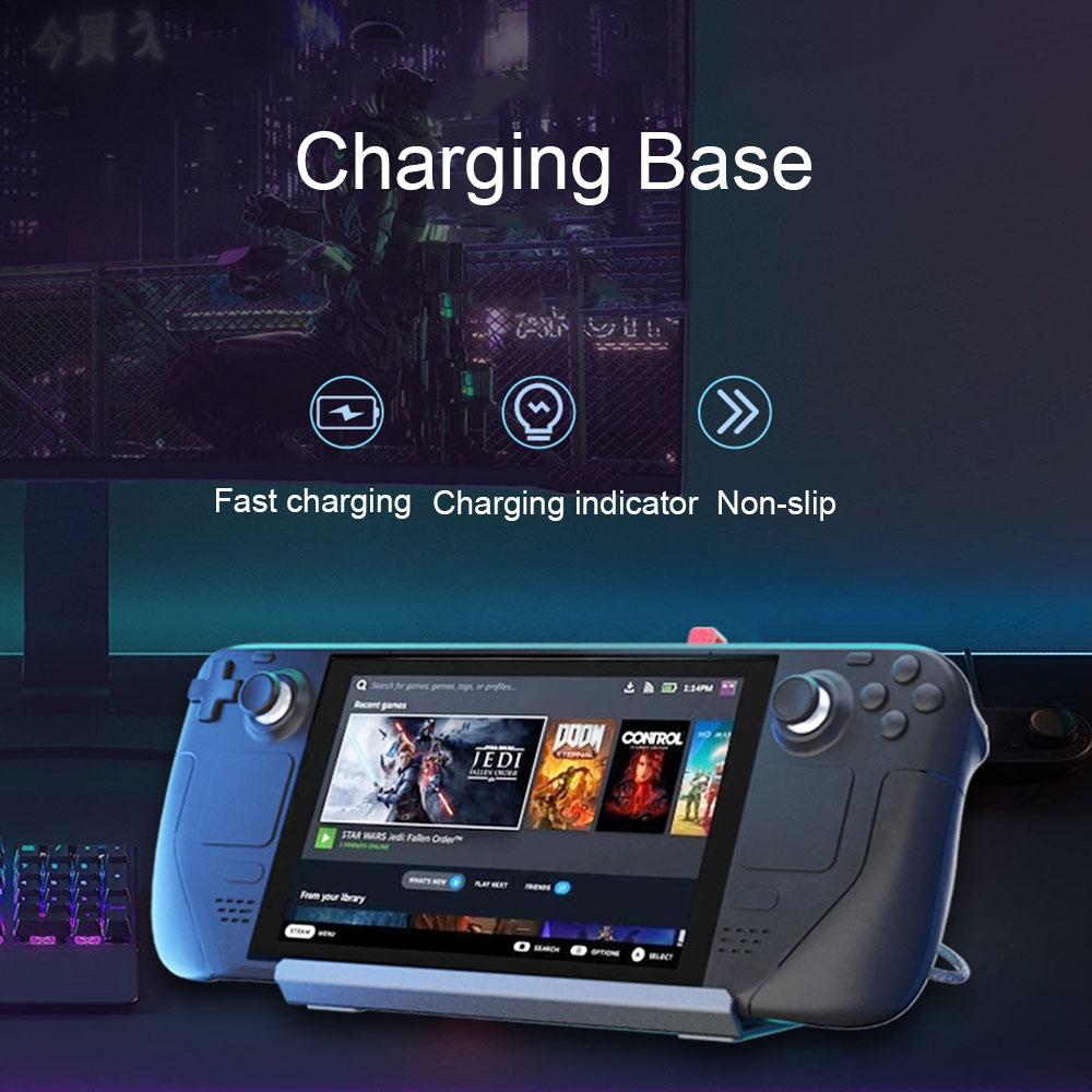 iplay HBSD-490B Steam Deck Charging Dock Stand Charger Aluminum Alloy Base Silver Gray