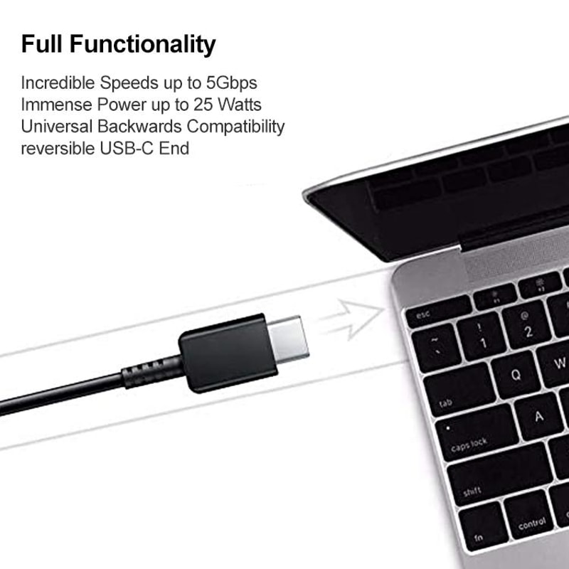 USB-C Fast Charging USB 3.1 Type-C Data Transfer Cable 1m Black