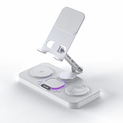 4-in-1 magnetic wireless charging station fast wireless charger with clock display foldable stand for apple devices