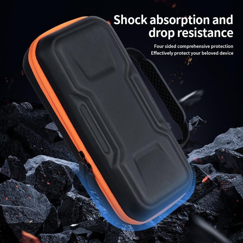 Mecha Double Layer Shockproof Nintendo Switch 2 Carrying Case Portable Storage Bag Black Orange