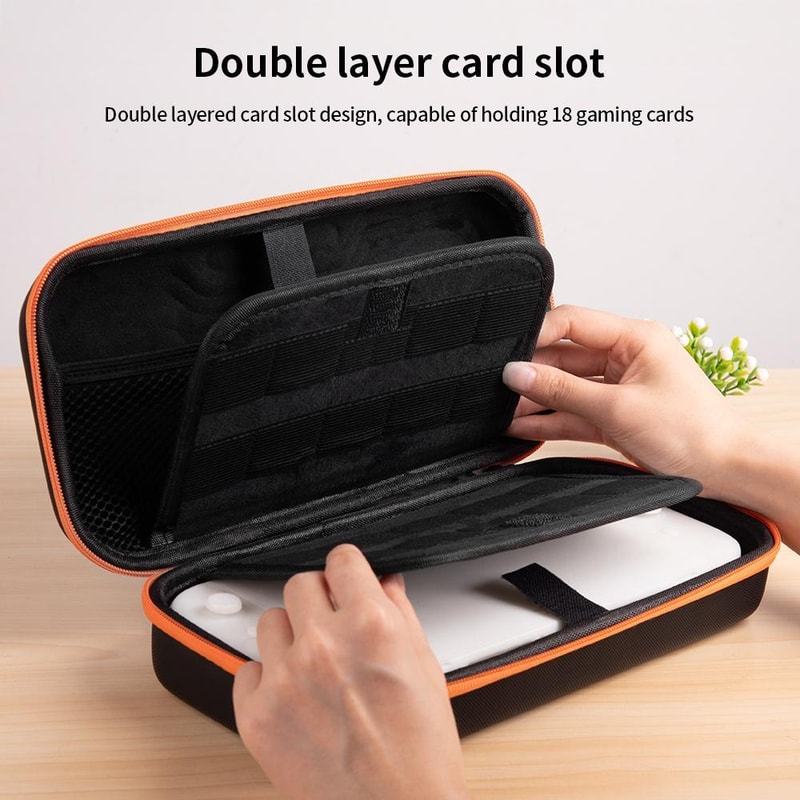 Mecha Double Layer Shockproof Nintendo Switch 2 Carrying Case Portable Storage Bag Black Orange