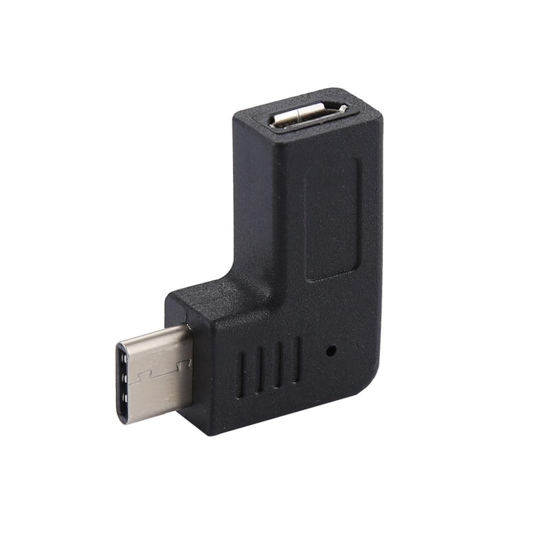 Micro USB to USB-C Elbow Adapter Converter OTG Charging & Audio Connector