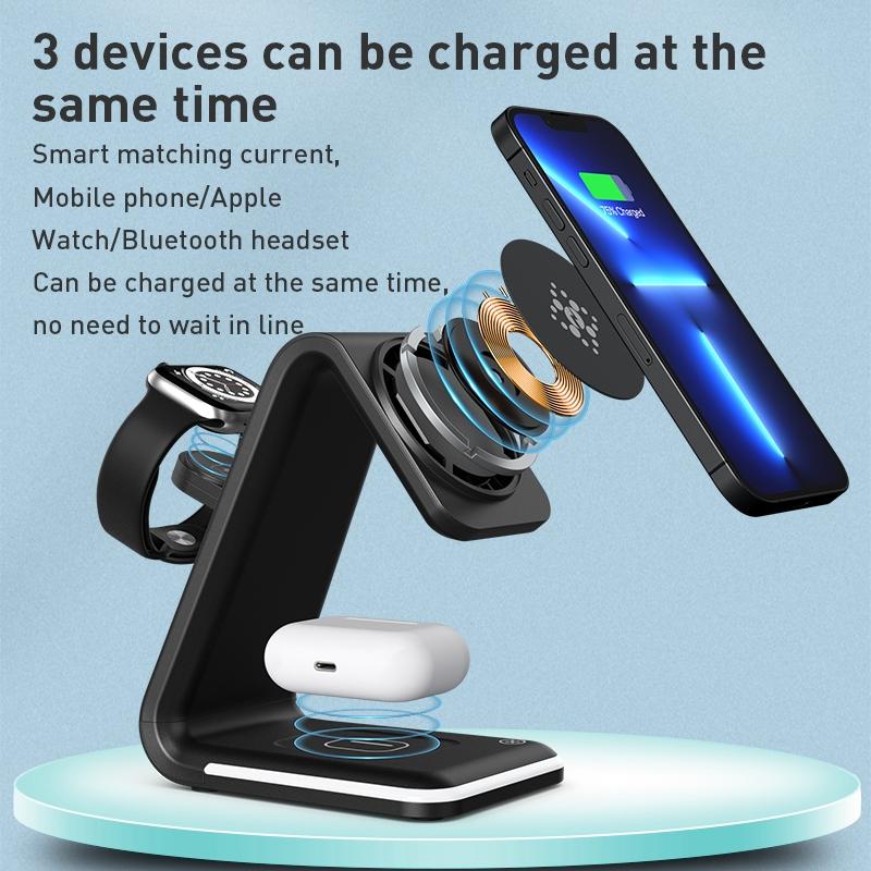 B17 3-in-1 Magnetic Wireless Charging Station Vertical Stand Fast Multi Device Charging Dock
