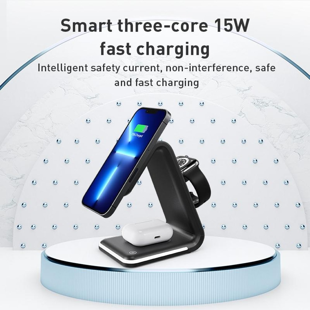 B17 3-in-1 Magnetic Wireless Charging Station Vertical Stand Fast Multi Device Charging Dock