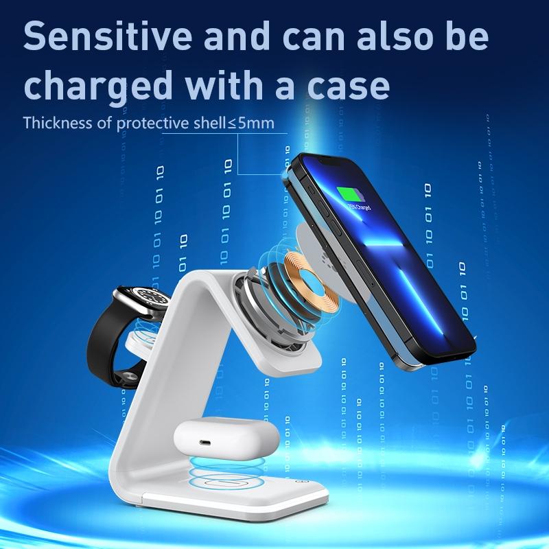 B17 3-in-1 Magnetic Wireless Charging Station Vertical Stand Fast Multi Device Charging Dock