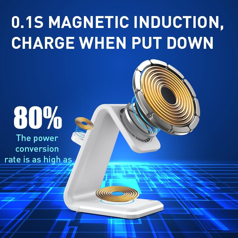 B17 3-in-1 Magnetic Wireless Charging Station Vertical Stand Fast Multi Device Charging Dock