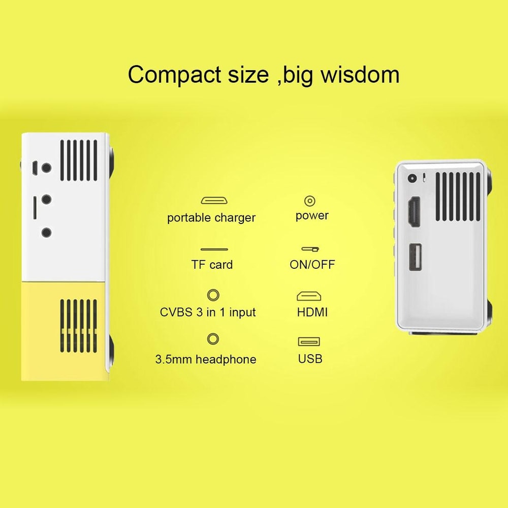 Mini LED Projector HD Portable Home Theater 60 Inch Display with Remote and AV HDMI Support