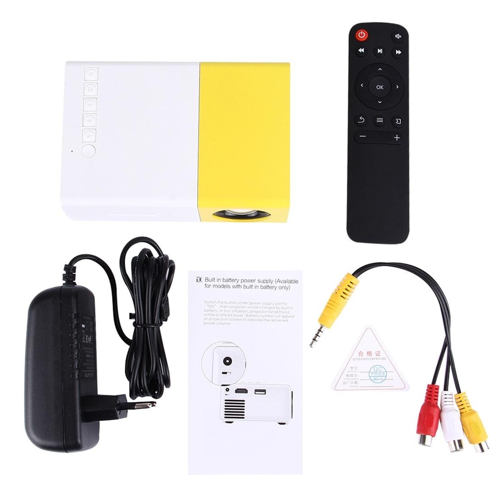 Mini LED Projector HD Portable Home Theater 60 Inch Display with Remote and AV HDMI Support