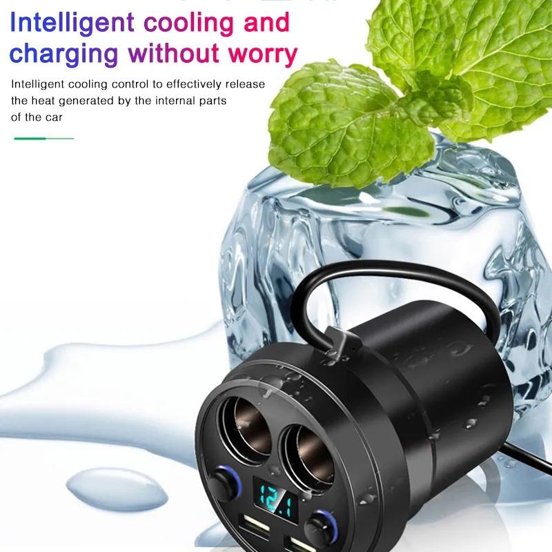 80W Fast Charge Car Cup Charger with Dual USB Ports and Dual Socket Splitter