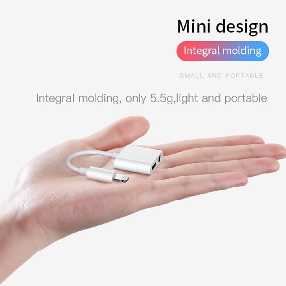 S-Y104 2-in-1 Lightning to 3.5mm Audio + Charging Adapter Cable 1.2m White