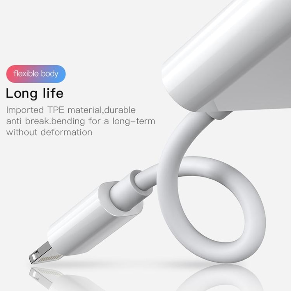 S-Y104 2-in-1 Lightning to 3.5mm Audio + Charging Adapter Cable 1.2m White
