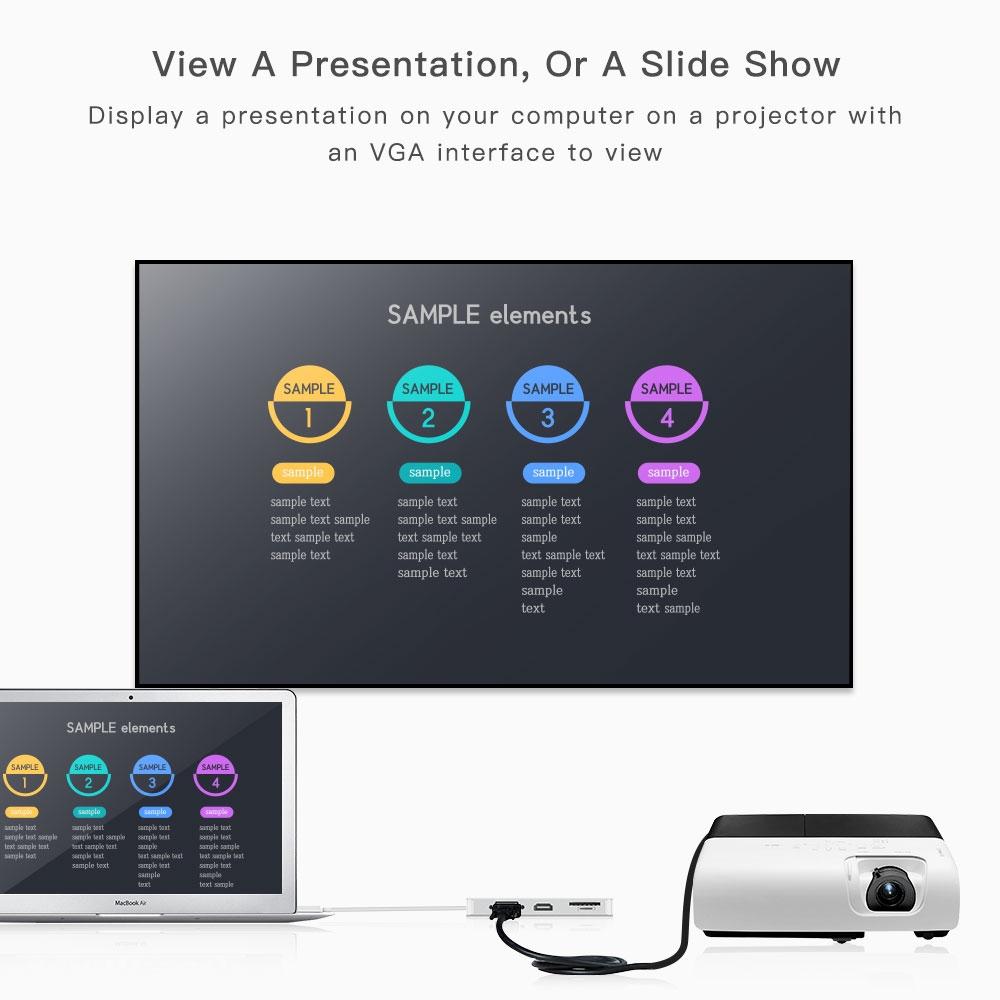 8 in 1 USB-C Docking Station Type-C Hub with HDMI, VGA, Ethernet, SD TF, USB Ports