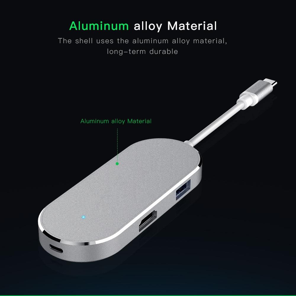6 in 1 USB-C Hub Type-C Adapter 4K HDMI SD TF Card Reader Multiport Dock for MacBook
