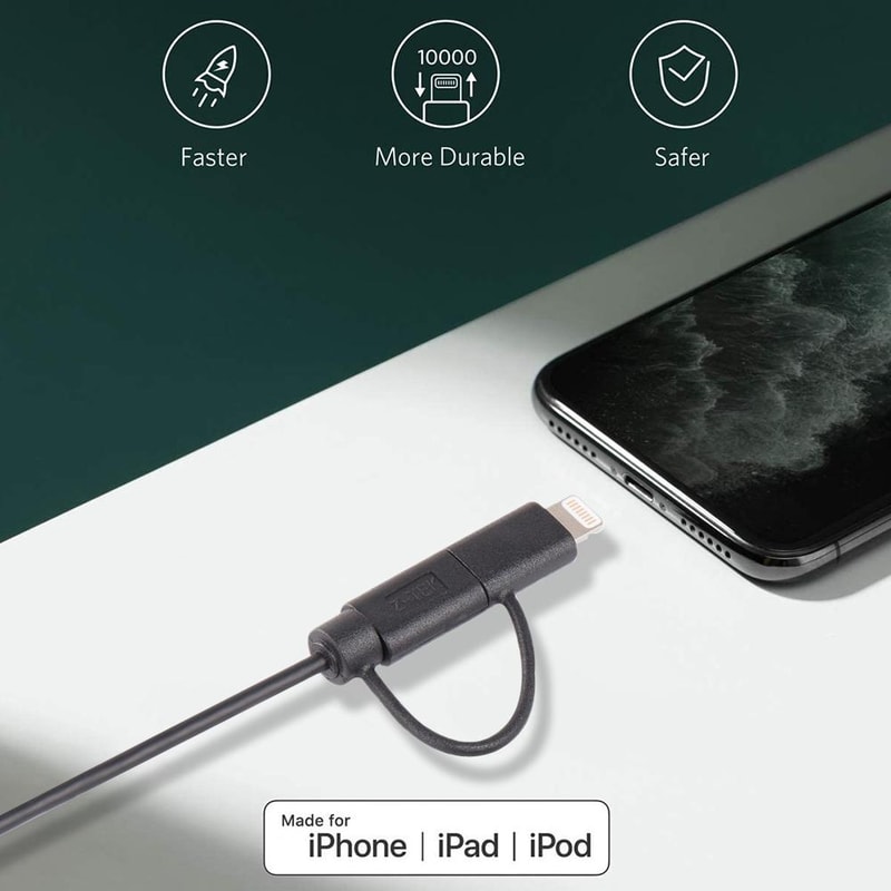 2 in 1 MFI Lightning Micro USB Charging Cable 1m Fast Sync Travel Cable