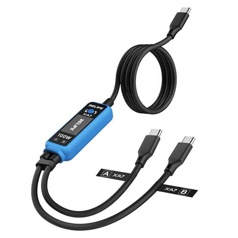 XA7 100W Fast Charging Cable 1 to 2 with Digital Display for iPhone Android Type C