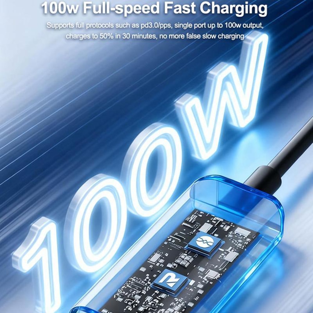 XA7 100W Fast Charging Cable 1 to 2 with Digital Display for iPhone Android Type C