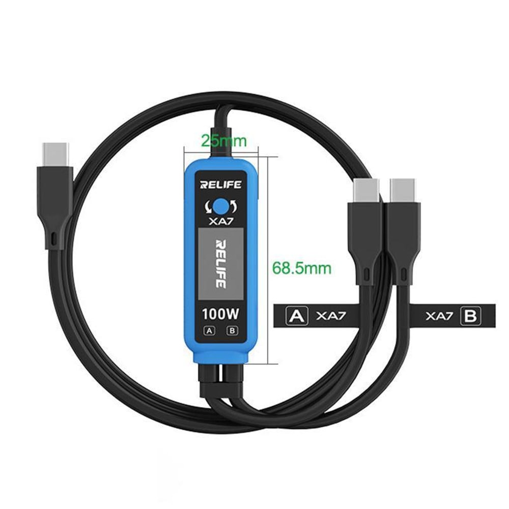 XA7 100W Fast Charging Cable 1 to 2 with Digital Display for iPhone Android Type C