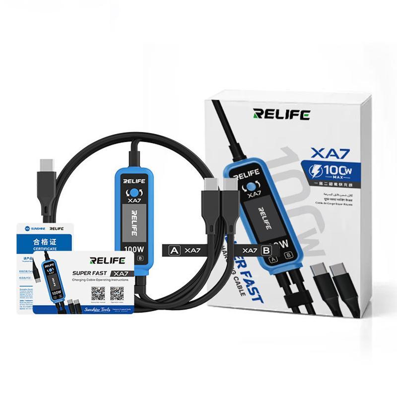 XA7 100W Fast Charging Cable 1 to 2 with Digital Display for iPhone Android Type C