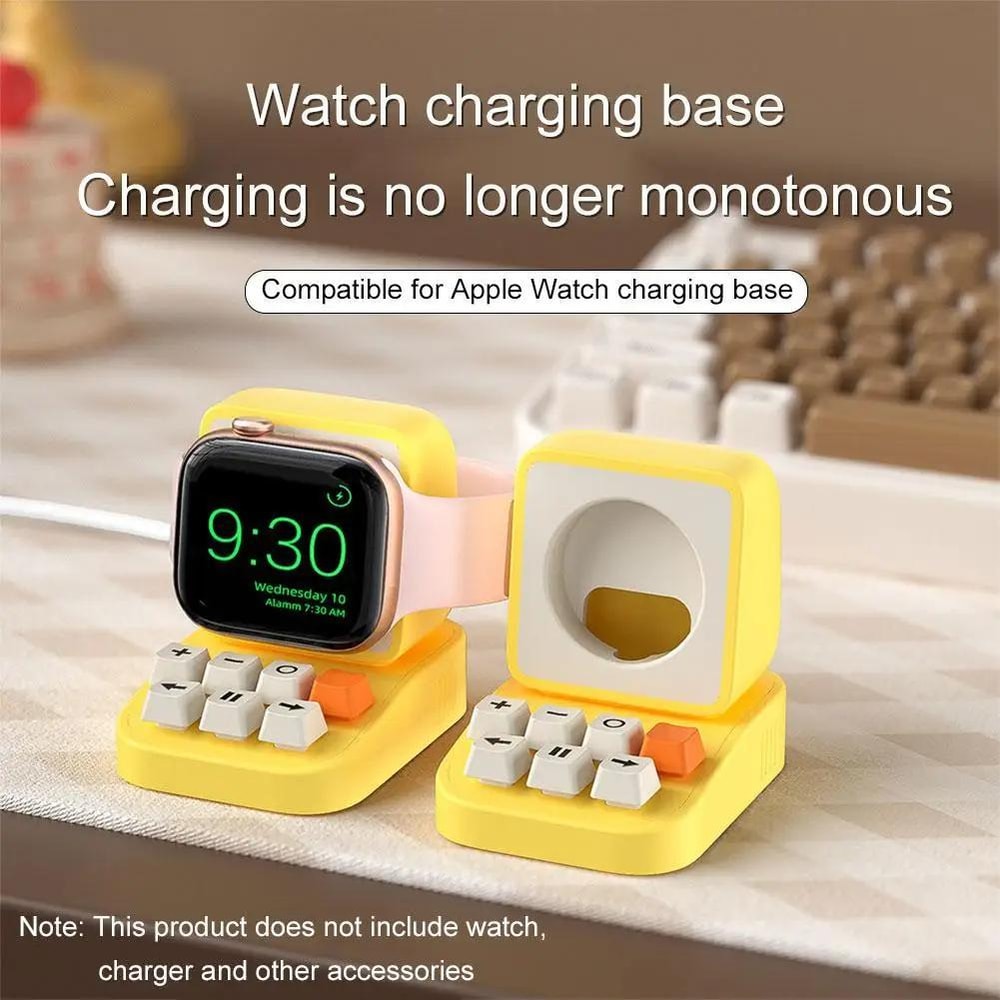 Typewriter Style Apple Watch Charging Stand, Silicone Dock, Wireless Charging Holder for Desk Setup