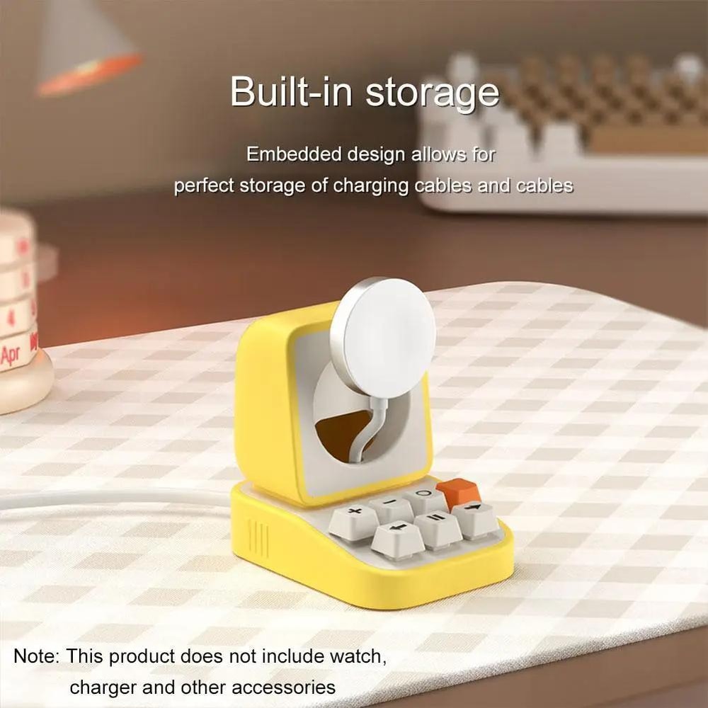 Typewriter Style Apple Watch Charging Stand, Silicone Dock, Wireless Charging Holder for Desk Setup