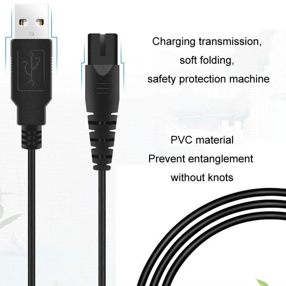 Universal USB to 8 Figure Charging Cable 1.25m Power Cord for Electric Shavers and Beauty Devices