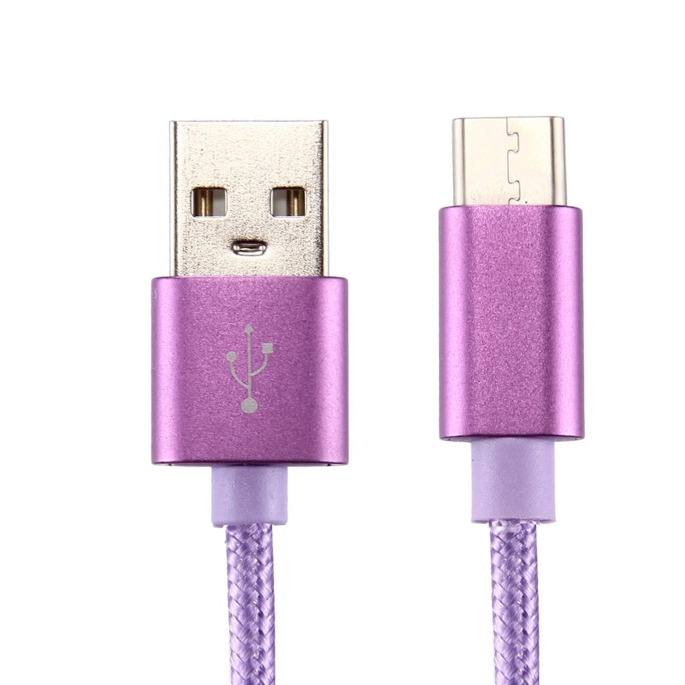Knit Texture USB To USBC TypeC Fast Charging Data Sync Cable 50cm Purple 1