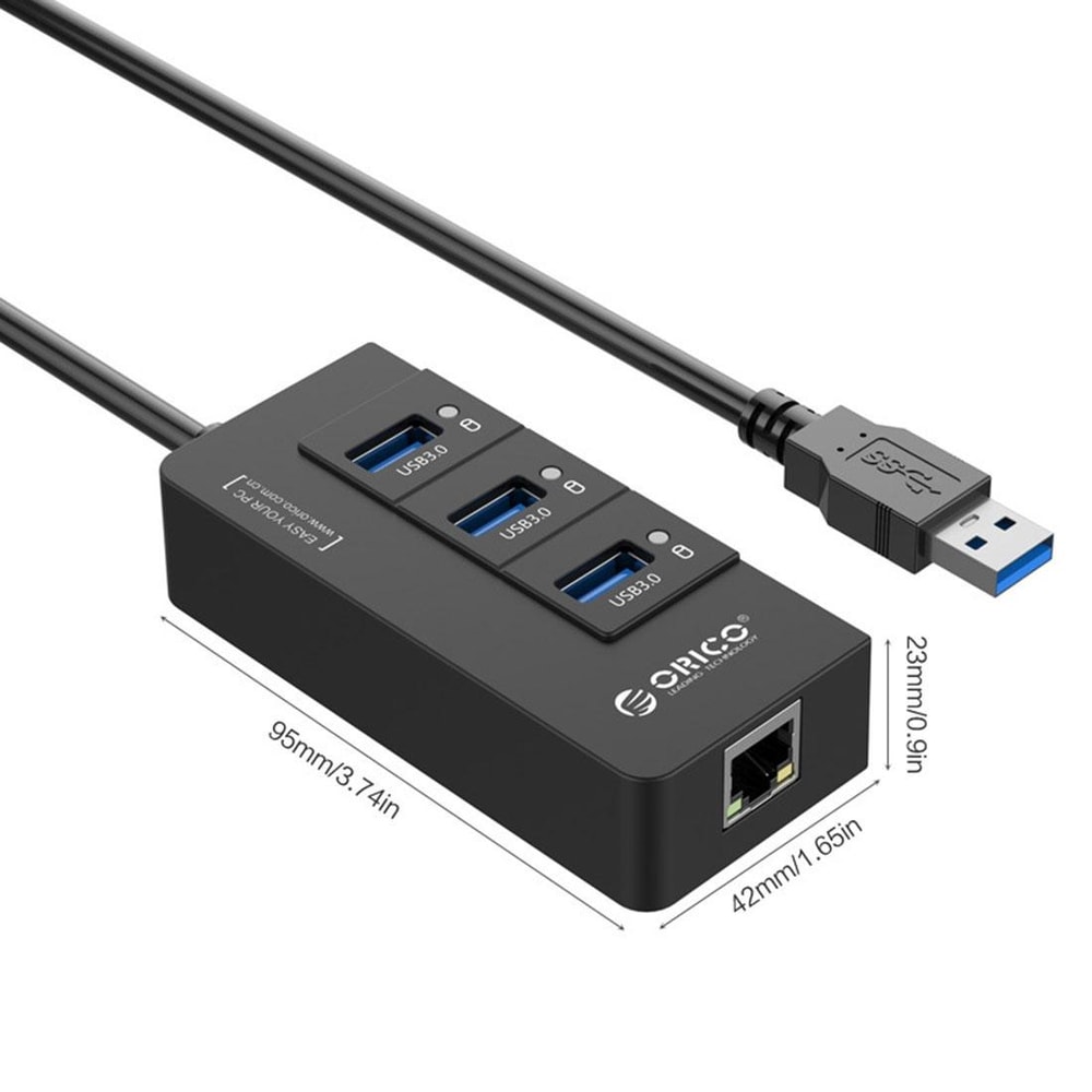 3-Port USB 3.0 Hub with Gigabit Ethernet Adapter, USB to Ethernet RJ45 Network for Laptop Desktop Ultrabook