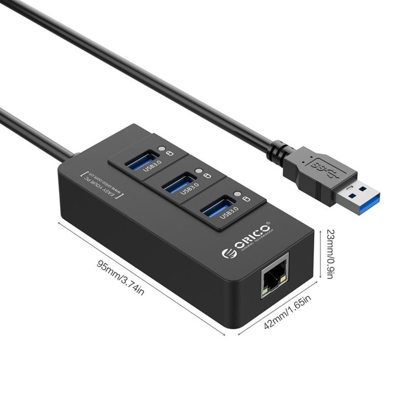 3-Port USB 3.0 Hub with Gigabit Ethernet Adapter, USB to Ethernet RJ45 Network for Laptop Desktop Ultrabook