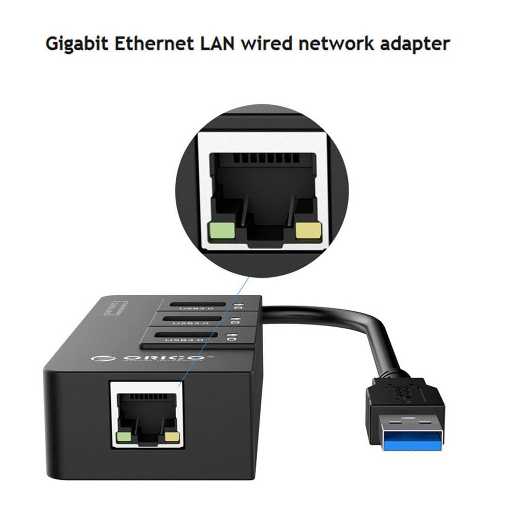 3-Port USB 3.0 Hub with Gigabit Ethernet Adapter, USB to Ethernet RJ45 Network for Laptop Desktop Ultrabook