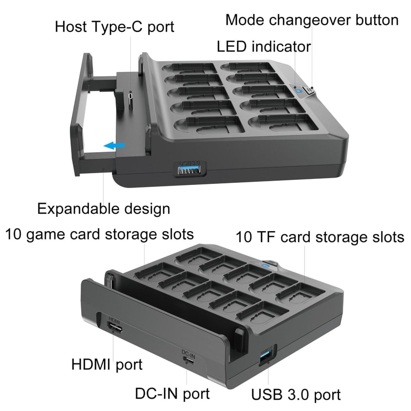 Iplay NG-SW279 Nintendo Switch OLED Charging Dock HDMI TV Output Game Card Storage Dock