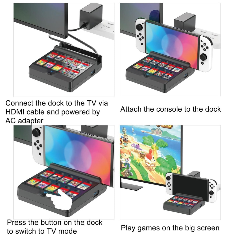 Iplay NG-SW279 Nintendo Switch OLED Charging Dock HDMI TV Output Game Card Storage Dock