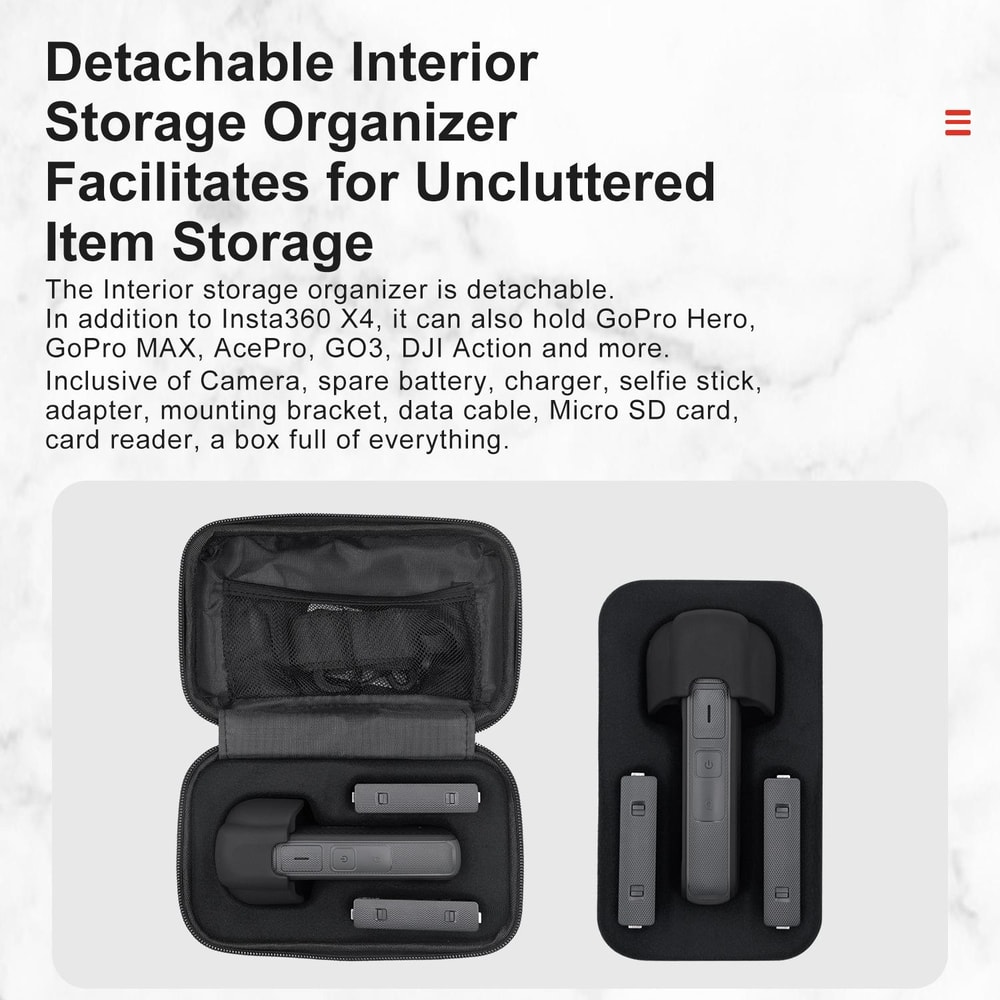 Insta360 X5 X4 Hard Shell Camera Case Storage Bag With Removable Insert 3