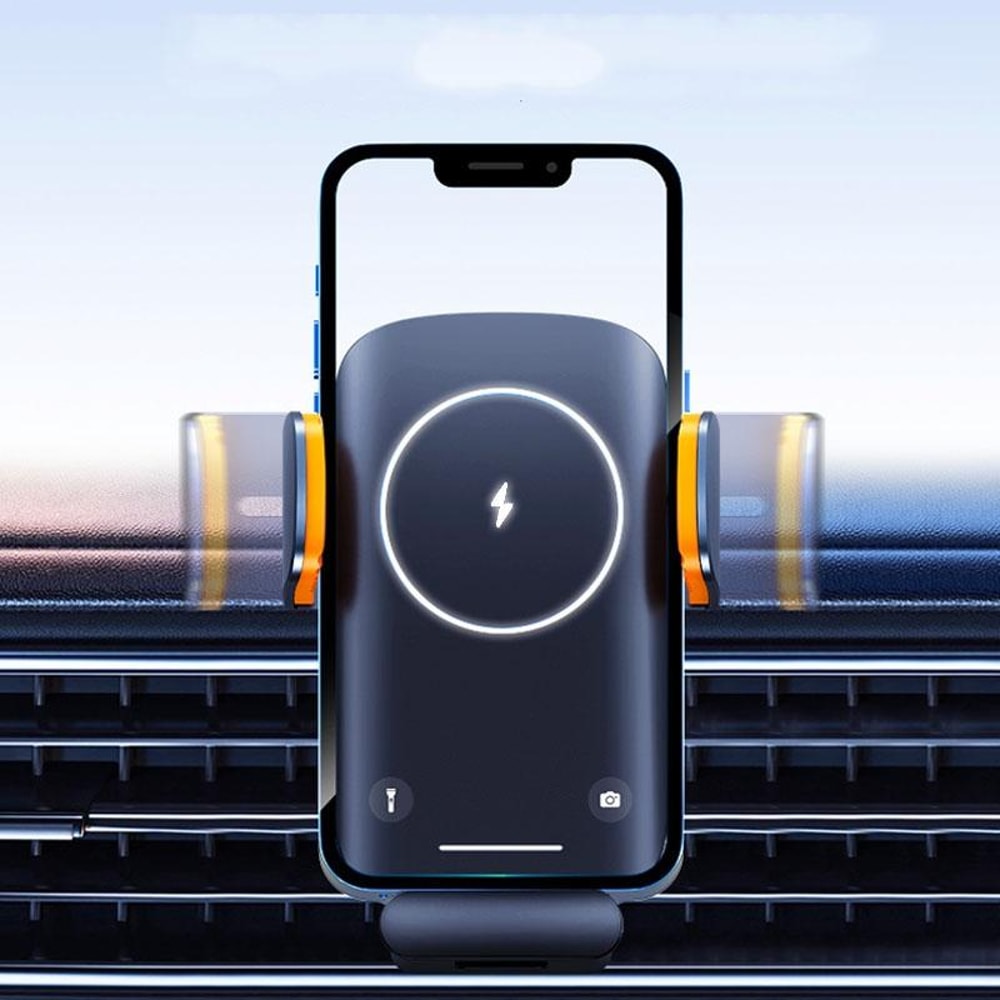 Solar Fast Wireless Car Charger Automatic Clamp Air Vent Phone Holder Navigation Mount