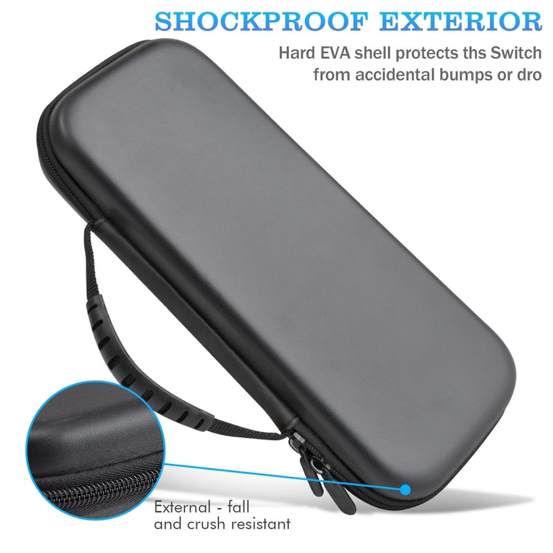 PlayStation Portal EVA Leather Travel Carrying Case Protective Storage Bag with Stand Function Black