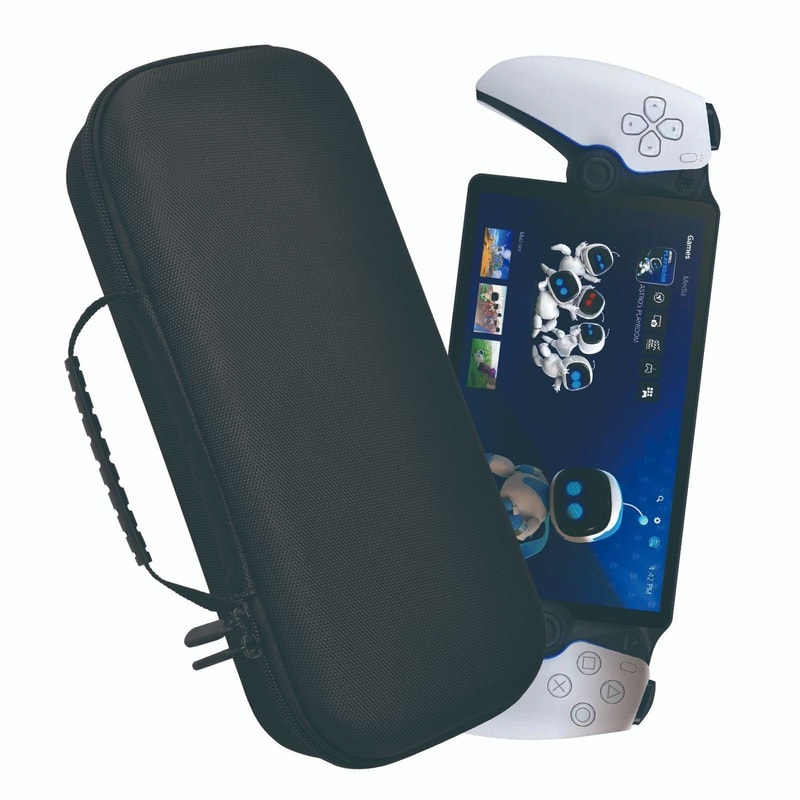 PlayStation Portal EVA Leather Travel Carrying Case Protective Storage Bag with Stand Function Black