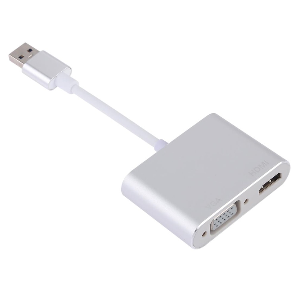 2-in-1 USB 3.0 to HDMI and VGA Dual Monitor Adapter for Extended Display and Multi-Screen Setup