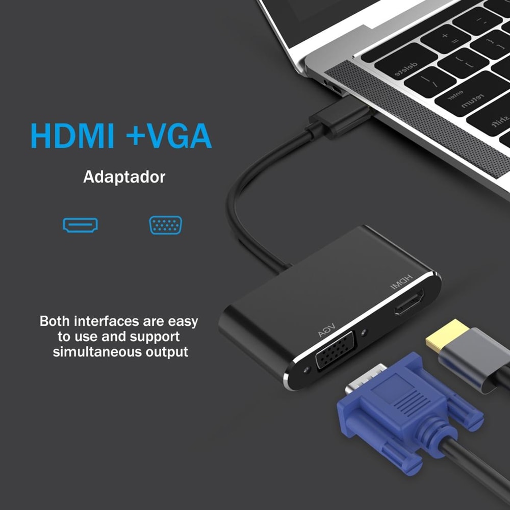 2-in-1 USB 3.0 to HDMI and VGA Dual Monitor Adapter for Extended Display and Multi-Screen Setup