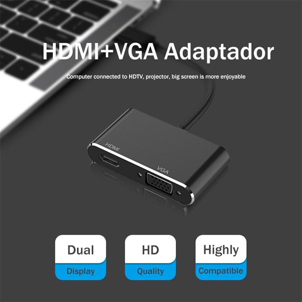 2-in-1 USB 3.0 to HDMI and VGA Dual Monitor Adapter for Extended Display and Multi-Screen Setup
