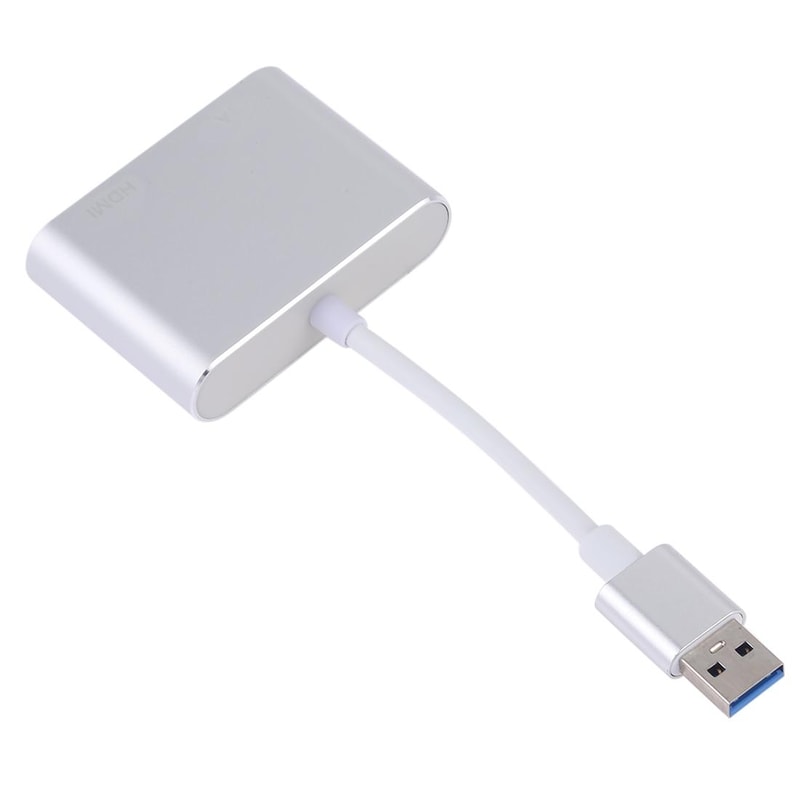 2-in-1 USB 3.0 to HDMI and VGA Dual Monitor Adapter for Extended Display and Multi-Screen Setup