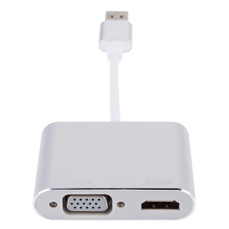 2-in-1 USB 3.0 to HDMI and VGA Dual Monitor Adapter for Extended Display and Multi-Screen Setup
