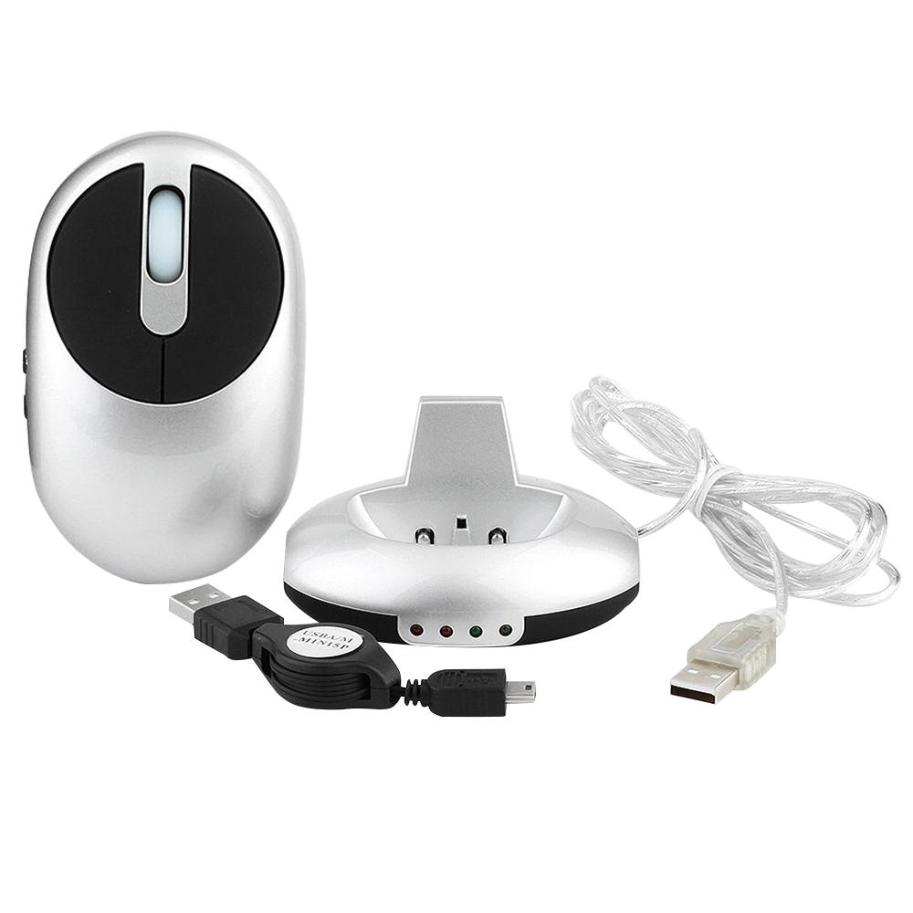 MZ-012 2.4GHz Wireless Rechargeable Mouse with USB Hub & Charging Dock 1200 DPI Optical