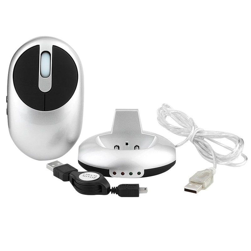 MZ-012 2.4GHz Wireless Rechargeable Mouse with USB Hub & Charging Dock 1200 DPI Optical