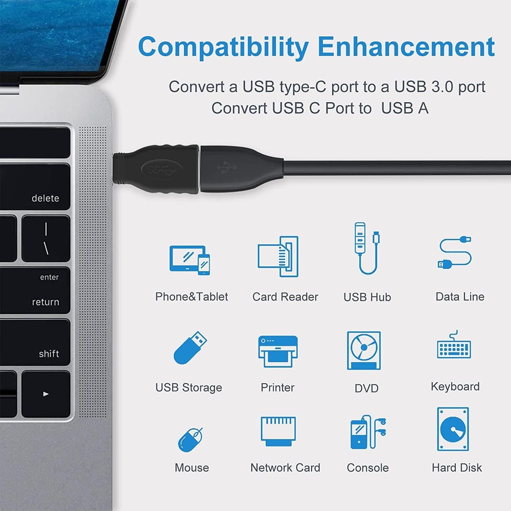 USB-C OTG Adapter Type-C to USB 3.0 Female Converter for Keyboard Mouse Flash Drive