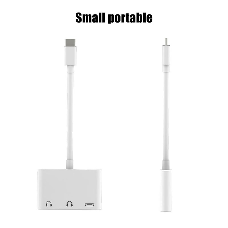 3 in 1 USB-C Audio Adapter with PD Charging and 3.5mm Jack Converter White