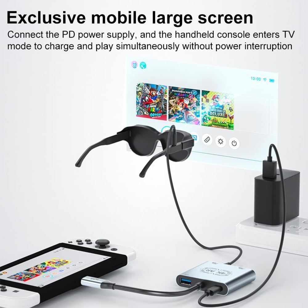 V77G USB-C Multiport Adapter AR Glasses 4K 60Hz PD100W Type-C Hub Converterc