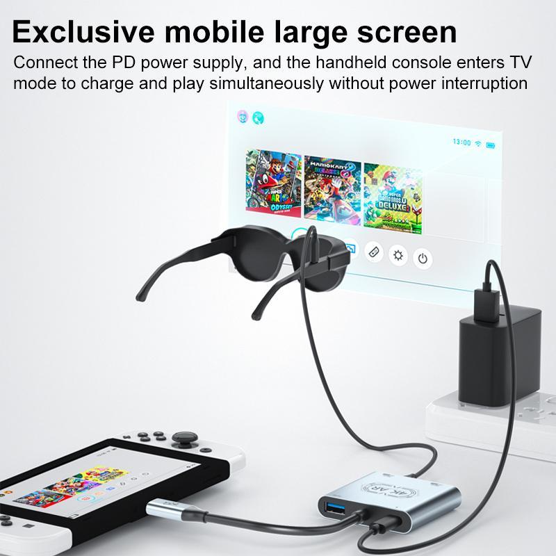 V77G USB-C Multiport Adapter AR Glasses 4K 60Hz PD100W Type-C Hub Converterc