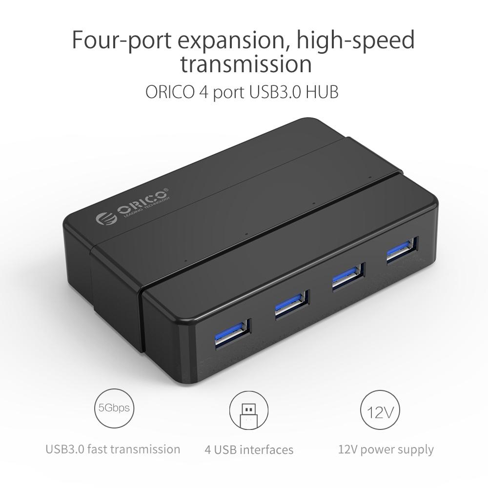 H4928-U3 Powered USB 3.0 4 Port Hub with 12V Adapter High Speed Data Hub