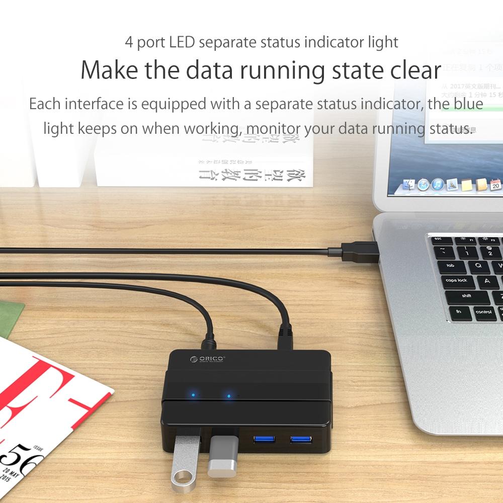 H4928-U3 Powered USB 3.0 4 Port Hub with 12V Adapter High Speed Data Hub