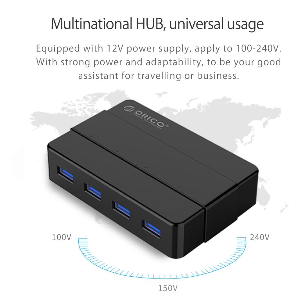 H4928-U3 Powered USB 3.0 4 Port Hub with 12V Adapter High Speed Data Hub
