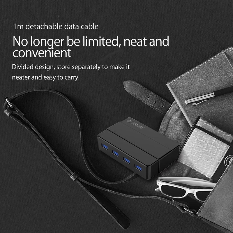 H4928-U3 Powered USB 3.0 4 Port Hub with 12V Adapter High Speed Data Hub